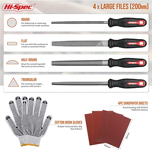 Hi-Spec 16pc Metal Hand and Small Mini Needle Steel File Set in a Carry Case. Fine, Flat, Half, Round and Triangle Files for Crafts, Metal and Wood - size: 16 pieces