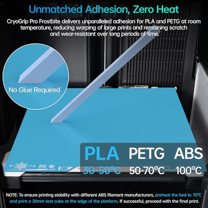 BIQU Cryogrip Pro Frostbite for Bambu-Lab H2D/H2S 3D Printers Cold Build Plate 355x346MM Double Sided Strong Adhesion Spring Steel Sheet Room Temperature Print Upgrade Removable Heated Bed Cover - style: Frostbite(H2D/H2S)