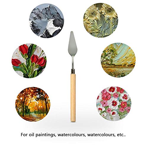 13Pcs Palette Knife Set - Stainless Steel Paint Mixing Drawing Painting Palette Scraper w/Wooden Handle for FX Special Effects in Oil Painting or Acrylic Mixing Spatulas Palette Knives Art Tools