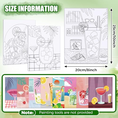 Sherr 20 Pcs Stretched Pre Drawn Canvas Afro Queen Black Art for Painting for Adults Outline Pre Drawn Stretched Cotton Canvas to Paint Party Set, 8 x 10''(Cocktail) - style: Cocktail