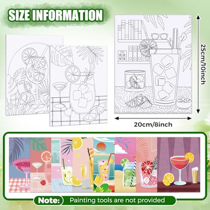 Sherr 20 Pcs Stretched Pre Drawn Canvas Afro Queen Black Art for Painting for Adults Outline Pre Drawn Stretched Cotton Canvas to Paint Party Set, 8 x 10''(Cocktail) - style: Cocktail
