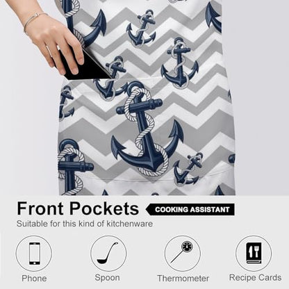 Cooking Apron for Adults with Pockets, Waterproof Oil Resistant Bib for Kitchen Restaurant BBQ Baking - color: Style (332)
