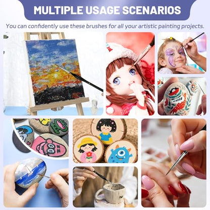 11Pcs Detailing Paint Brushes Set with Triangular Handles - Fine Tip Micro Brushes for Miniature Painting, Warhammer 40k, Acrylic Oil Watercolor Art, Figurine, Model, Paint by Numbers Kit