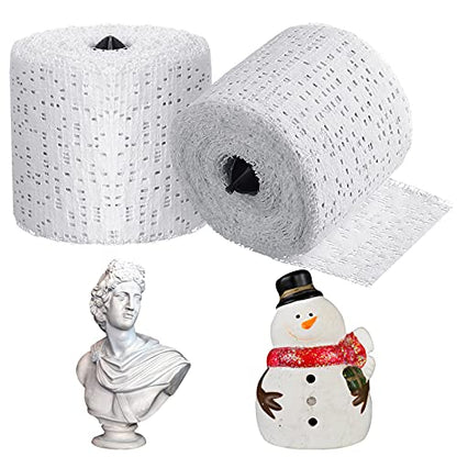 2 Rolls White Plaster Cloth Gauze Bandages Rolls Plaster Strips Easy to Use Halloween DIY Crafts for Wrap Strips, Belly Cast, Mask Making, Scenery Construction, Hobby Crafts(2 Inch x 8.8 Feet)