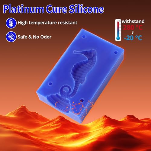 LET'S RESIN Silicone Molds Making Kit 30A, Blue Silicon for Making 2 Part Molds, Liquid Silicone Rubber Mixing Ratio 1:1 - Ideal for Resin Molds, 3D Molds DIY Making (20.8oz) - size: Small