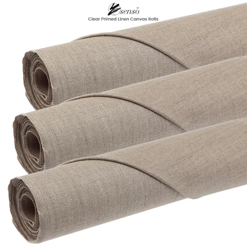 Senso Clear Primed Linen Canvas Roll – 14 oz, Medium Tooth, 60" x 6 Yards – Professional-Grade Linen for Oil, Acrylic, and Mixed Media Painting - size: 60 in x 6 yard
