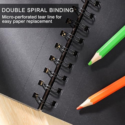 50 Sheets Black Paper Sketchbook, 108 lb/160gsm Heavyweight Black Sketch Pad 9×12in, Acid-Free Drawing Paper, Spiral Bound Sketch Book for Kids, Teens, Artist - size: 9×12 Inch (1 Pack )