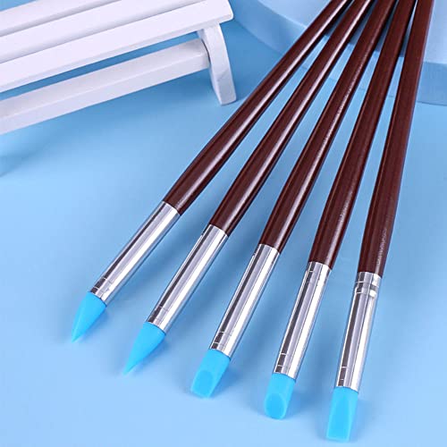 Silicone Clay Sculpting Tool 5PCS Rubber Tip Silicone Brushes Pottery Clay Pen Shaping Carving Tools