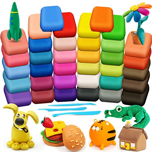 Magic Clay - Air Dry Clay 36 Colors, Modeling Clay for Kids with Tools, Soft & Ultra Light, Toys Gifts for Age 3 4 5 6 7 8+ Years Old Boys Girls Kids | Includes Tools, Soft & Ultra Light, Ages 3-8+ Years, Boys & Girls - color: 36 Colors