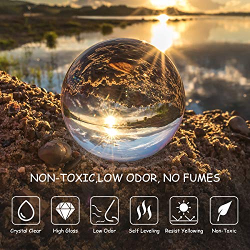 Epoxy Resin, Demorex Resin Kit Crystal Clear-Not Yellowing and No Bubble Self Leveling Easy Mix 1:1 Casting & Coating for DIY Jewelry Making, Art Crafts, Wood & Resin Molds (32oz) - size: 32OZ