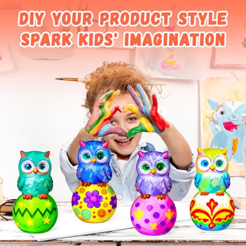 Paint Your Own Owl Lamp Kit, Arts and Crafts for Kids Ages 8-12, DIY Owl Toys Tap Night Light, Arts and Crafts for Kids 4-6, Painting Kit Birthday Gifts for Girls Boys Ages 3 4 5 6 7 8 9 10 11 12+ - color: Owl