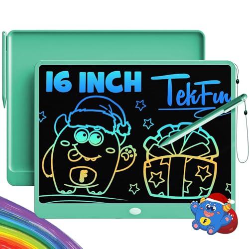 TEKFUN LCD Writing Tablet for Adults, Large Doodle Board, 16 Inch Colorful Drawing Tablet Writing Pad, Toddler Toys for 3 4 5 6 7 8 9 Year Old Girls Boys Teen, Birthday Gifts for Kids (DarkGreen) - color: Darkgreen, size: 16 inch