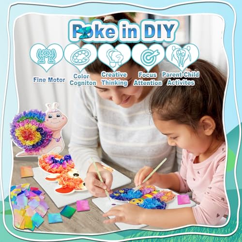 JRD&BS WINL Poke A Dot Art Kit - Magical Animals Theme No-Mess DIY Craft for Kids Mess-Free Fun for Kids, DIY Wood Craft Kits, Creative Activity, Christmas Gifts for Girls & Boys Ages 4 - style: Animal