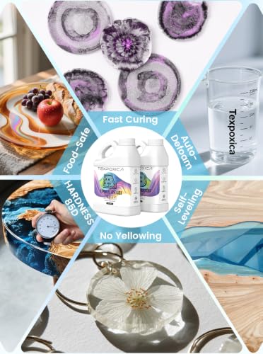 Epoxy Resin 64OZ Kit,Crystal Clear,Self Leveling,Bubble-Free,Anti-Yellowing Easy Mix 1:1,Suitable for Art Casting,Wood & Molds,Jewelry Projects,DIY Gifts - size: 64OZ