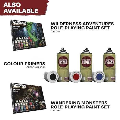 The Army Painter, GameMaster: Adventure Starter Role-playing Paint Set, 15 x 18ml Warpaints Fanatic Acrylic paints, incl. a Brush-On Primer, 5 FREE Miniatures & 1 Brush - For Warhammer & Dnd - color: Adventure Starter Paint Set