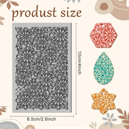 CHGCRAFT Flowers Clay Texture Mat Clay Modeling Pattern Pad Leaves Texture Sheets for Polymer Clay Making Earrings Jewerly Tools, 3.9x2.6x0.1inch - style: Mandala
