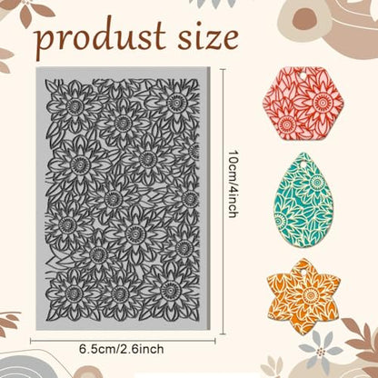 CHGCRAFT Flowers Clay Texture Mat Clay Modeling Pattern Pad Leaves Texture Sheets for Polymer Clay Making Earrings Jewerly Tools, 3.9x2.6x0.1inch - style: Mandala