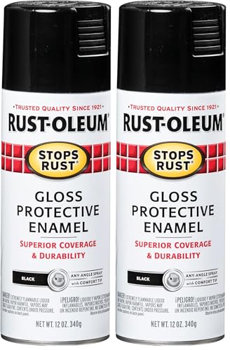 Rust-Oleum 7779830 Stops Rust Spray Paint, 12-Ounce, Gloss Black (Pack of 2) - color: Gloss Black, size: 12 Ounce (Pack of 2)