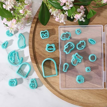 beinkmake 20Pcs Cats Polymer Clay Cutters Moon Kitten Clay Earrings Cutters Cute Cat Polymer Jewelry Cutter for Earrings Making Birthday Party DIY Supplies - style: Cat