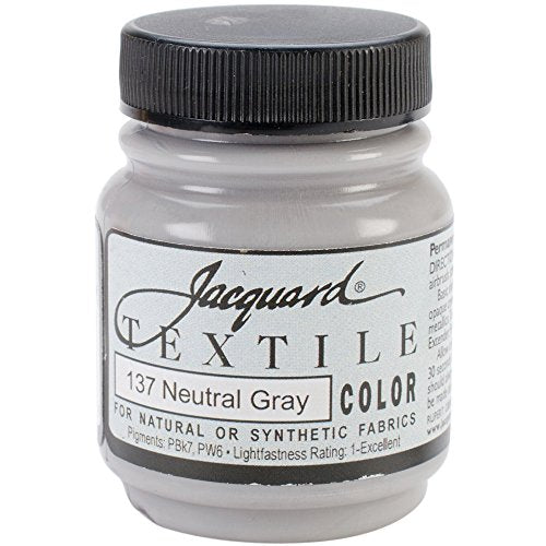 Jacquard Textile Color Neutral Grey- Permanent Fabric Paint for Clothes, Furniture Upholstery, Shoes or Tote Bags – Indoor & Outdoor Fabric Paint – 2.25 Oz Jar, Upholstery Fabric Paint - color: Neutral Grey, size: 2.25 Fl Oz (Pack of 1)