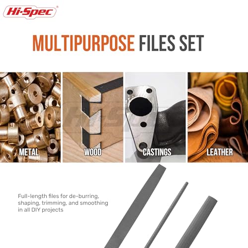 Hi-Spec 3pc Metal Hand File Tool Set Kit. Large Steel Files. Flat, Round & Half-Round for Crafts, Metal & Wood Work - size: 3 pieces
