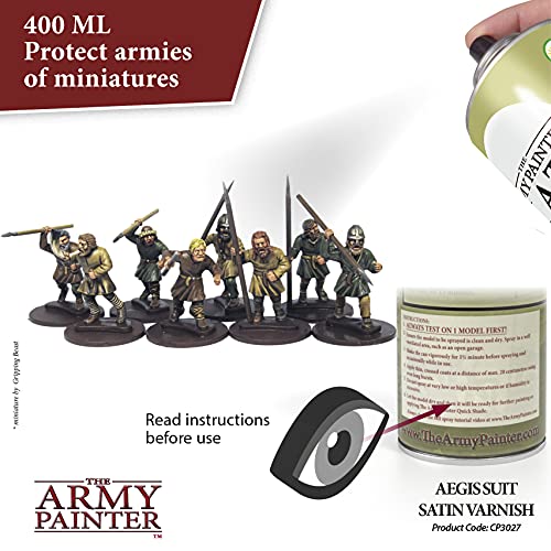 The Army Painter Satin Varnish, Spray Paint Varnish for Miniature Protection, Tabletop Roleplaying, Boardgames, and Wargames Miniature Modelling, 400ml - color: Satin Varnish