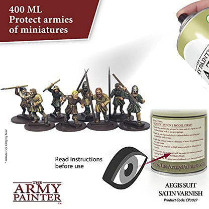 The Army Painter Satin Varnish, Spray Paint Varnish for Miniature Protection, Tabletop Roleplaying, Boardgames, and Wargames Miniature Modelling, 400ml - color: Satin Varnish