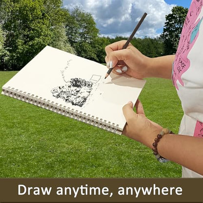 DSTELIN 10 x 7.5 Inch Sketch Book for Drawing, 50 Sheets 100GSM Acid-Free Thick Paper, Mix Media Spiral Bound Sketch Pad for Pencil and Pen