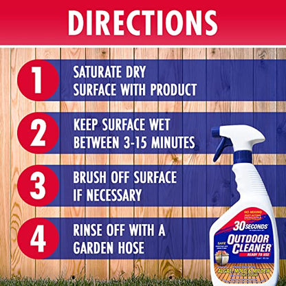 30 SECONDS Outdoor Mold & Mildew Stain Remover Spray | Ready To Use | 32 fl. oz. | 2 Pack - size: 32 Fl Oz (Pack of 2)