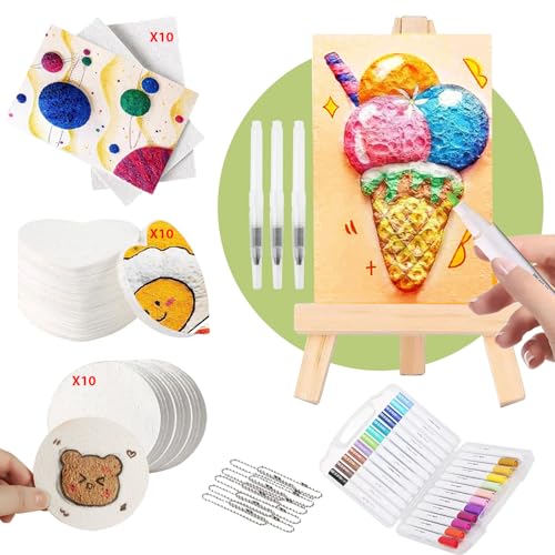 Wanbeiooray 44Pcs 3D Foam Art Kit, Paint Pens, Texture Paper, Beaded Chains | Soft foam paper & vibrant acrylic paint pens; great for DIY art, classroom crafts, party favors & creative gifts