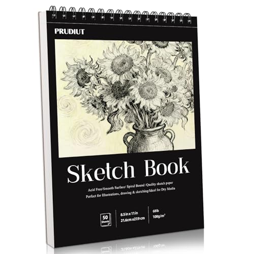 Prudiut Sketch Book Sketch Pad 8.5x11, Sketchbooks for Drawing 50 Sheets Acid Free Paper Spiral Binding Perforated Hardcover for Beginners Artists Ideal Gift Media Pencil Charcoal - color: Sunflower, size: 8.5 x 11inch(1 Pack)
