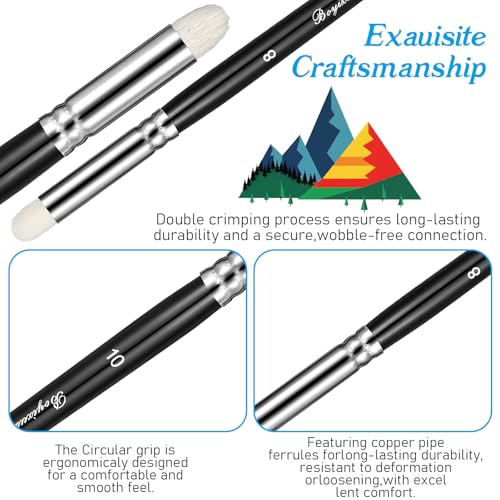 Dry Brush Set for Miniature Painting, Drybrush Paint Brush, 6 Sizes Professional Detail Hobby Brushes for Tabletop, Wargames, Scale Models & Acrylic/Oil Painting (Black)