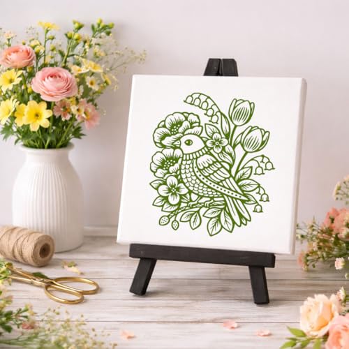 2 Pcs Flower Silk Screen Stencil, Bird Floral Self-Adhesive Reusable Silk Screen Printing Stencils Templates for Painting on Wood, T-Shirts, Bags, Home Decor & Festival Crafts - style: Bird with Flower