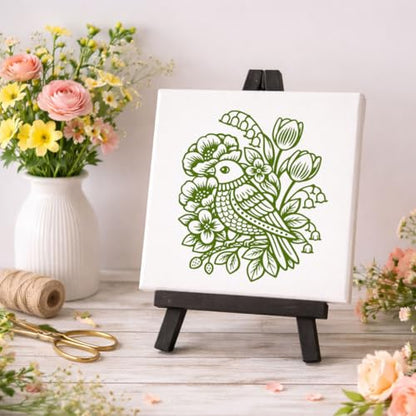 2 Pcs Flower Silk Screen Stencil, Bird Floral Self-Adhesive Reusable Silk Screen Printing Stencils Templates for Painting on Wood, T-Shirts, Bags, Home Decor & Festival Crafts - style: Bird with Flower