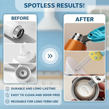 Cup Lid Cleaning Brush, Multifunctional Set with 3 in 1 Lid Cleaner and Two 4 in 1 Cup Lid Cleaning Brushes, Cleaning Brush Tool for Bottles, Straws, Tumblers, Travel Mug Caps, Portable Kit (Blue) - color: Blue