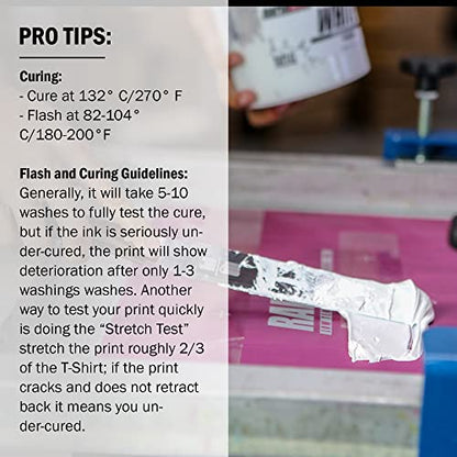 Rapid Cure® White Plastisol Ink (8 oz.) and Ecotex® Plastisol Press Wash (Pint - 16 oz.) - Ink for Screen Printing Fabric, Screen Printing Cleaner/Degreaser - Silk Screen Press Wash/Plastisol Ink - color: White