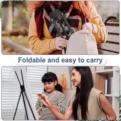 Zonon 6 Pcs Aluminum 15'' to 21'' Tabletop Display Easel for Painting Adjustable Folding Table Stand with Extension Arms Rubber Feet for Whiteboard Canvas Poster Sign Picture Artist(Black) - color: Black