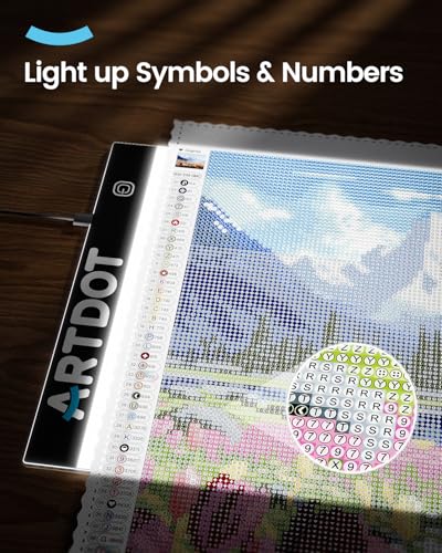 ARTDOT A4 LED Light Pad for Diamond Painting Kits for Adults, USB Powered Adjustable Brightness Diamond Art Light Board with Accessories - size: A4