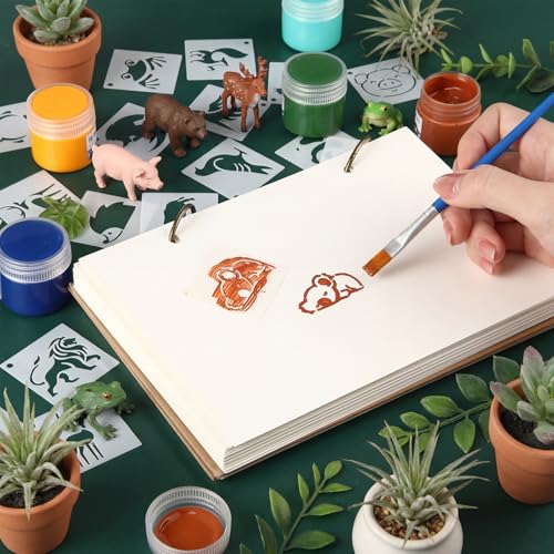 Fainne 100 Pcs Small Stencils for Crafts, 1.5 Inch Reusable Painting Stencils Painting Crafts Templates for Wood, Wall, Home Decor, Canvas, Fabric(Animals) - style: Animals