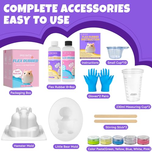 Bond Craftor Taba Squishy Kit 16OZ, [Non-Sticky] [Stress Relif] [AB 1:1], Liquid Silicone Super Soft for DIY Squishy Making, Molding Hamster, Cat’s Paw