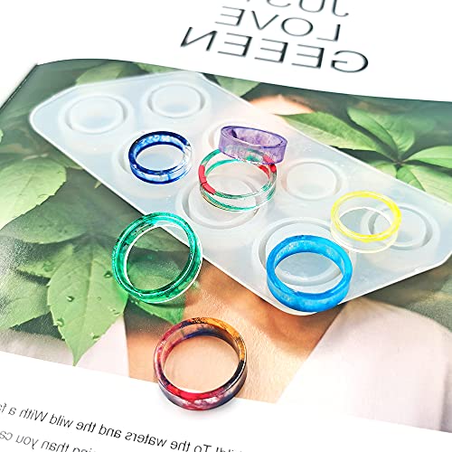 3Pcs Different Shapes Silicone Resin Ring Mold, SENHAI 8 Sizes Ring Jewelry Resin Casting Mold, for DIY Rings, Earrings, Necklace Pendants, Keyrings, Crafts, Decorations Making