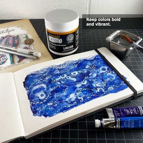 Lineco, Neutral PH Gesso Primer, Surface Preparation, Acid-Free White Priming, Suitable for Acrylic and Oil Paint, Color Pencils And GraPHite, Sealer for Paper, Wood, 8 Oz (238 Ml)