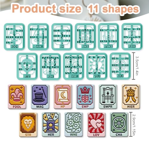 11Pcs Tarot Card Polymer Clay Cutters Divination Clay Earrings Cutters Polymer Jewelry Cutter for Earrings Making Birthday Party DIY Supplies - style: Tarot Card