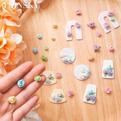 TAINSKY 3D Rolling Floral Polymer Clay Cutter, 9 Pcs DIY Flower Creator for Polymer Clay Jewelry