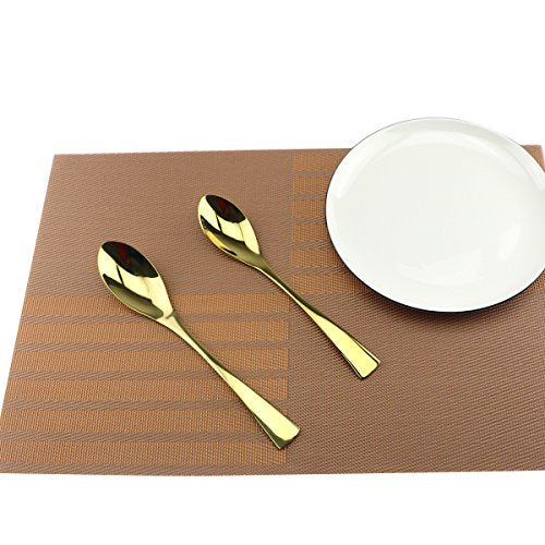 Gold 18/10 Stainless Steel Flatware Set – Stylish Set of Eating Utensils for 1 Person - Dinner Knife, Fork, Soup Spoon, Tea Spoon - Ideal Weight & Size, for Everyday Use or Holidays - size: 1-set-gold