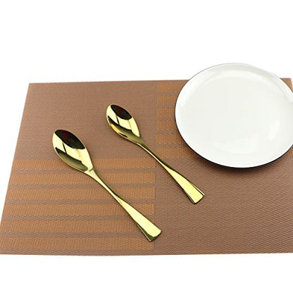 Gold 18/10 Stainless Steel Flatware Set – Stylish Set of Eating Utensils for 1 Person - Dinner Knife, Fork, Soup Spoon, Tea Spoon - Ideal Weight & Size, for Everyday Use or Holidays - size: 1-set-gold