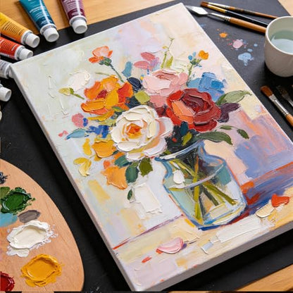 CONDA 16x20 inch Stretched Canvas for Painting, 5 Pack Primed Large Canvas, Primed Acid-Free Cotton 5/8 Inch Profile Value Bulk Pack for Acrylics, Oils Painting - size: 16x20 inch