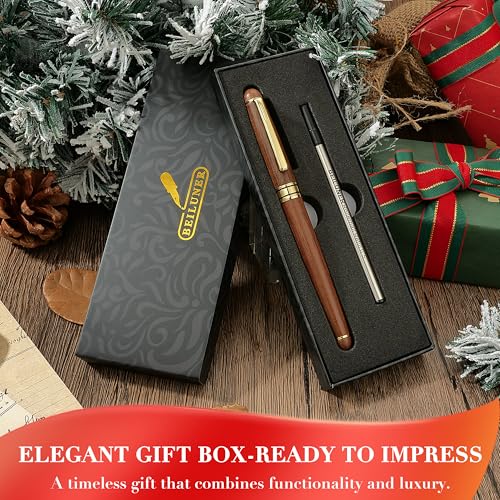 BEILUNER Luxury Wood Ballpoint Pen Writing Set,Walnut-Elegant Fancy Nice Gift Pen Set for Signature Executive Premium Office Fancy Nice Supplies - Gift Boxed with Extra Refills (Black) - color: Walnut