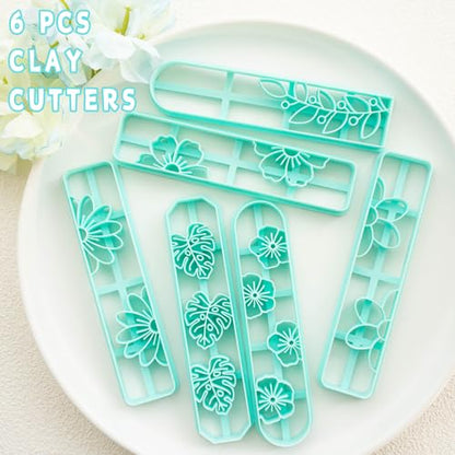 TAINSKY Bookmarks Polymer Clay Cutters, Floral Bookmark Creator for Polymer Clay Jewelry, 6 Pcs Reading Clay Cutters for Making Earrings Jewerly, Clay Earring Cutters, Polymer Clay Earrings Tools