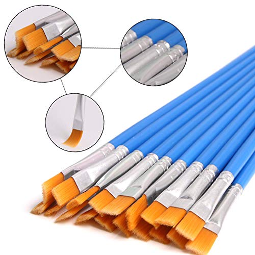 DECYOOL 60 Pcs Flat Paint Brushes Bulk, Small Paint Brush Set for Kids and Adults, Artist Painting Kits for Acrylic, Oil, Watercolor, School Classroom Arts Crafts - style: Flat Brushes